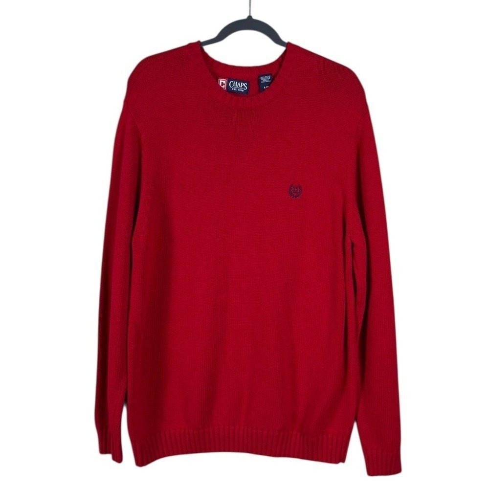 Ralph Lauren Chaps Sweater‎ Size Large Preppy Academia Red Heritage Essential